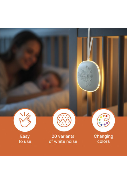 Prenosný usínací modul Premium s LED svetlom, bielym šumom a zvukmi, White
