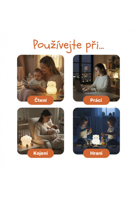 Silikónová nočná LED lampa veľkosť M, Panda