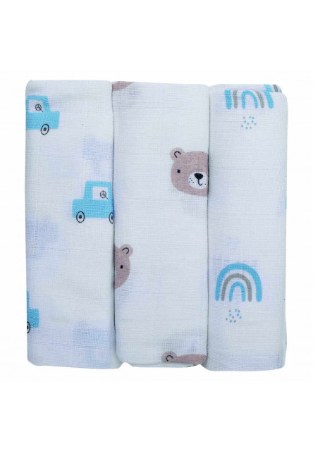 Bubaba Mušelínové látkové pleny 3 ks Teddy