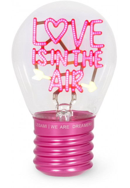 Stolná lampička v tvare žiarovky Legami Bulb Fiction - Love Is In The Air