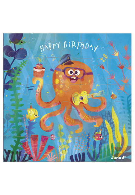 Blahoželanie k narodeninám s puzzle Chobotnica