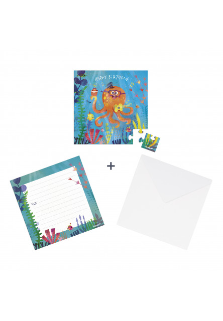 Blahoželanie k narodeninám s puzzle Chobotnica