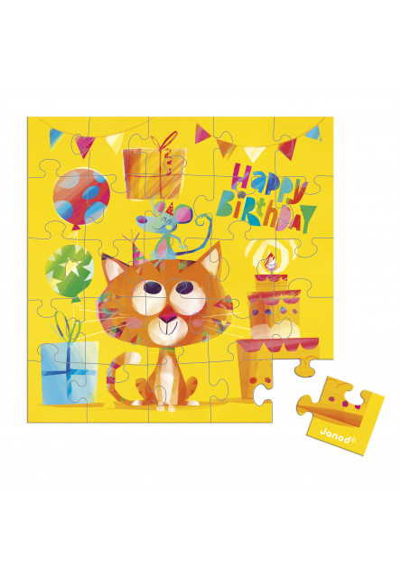 Blahoželanie k narodeninám s puzzle Mačka