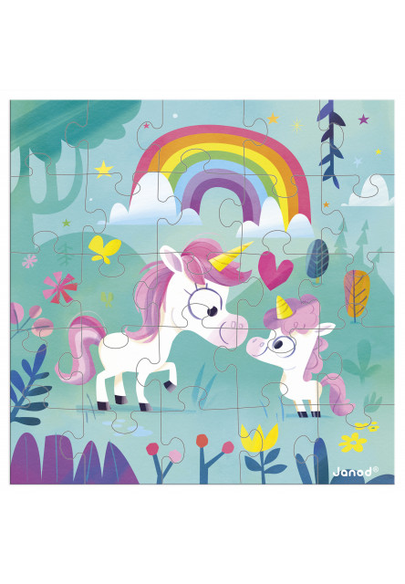 Blahoželanie k narodeninám s puzzle Mama a baby Jednorožec