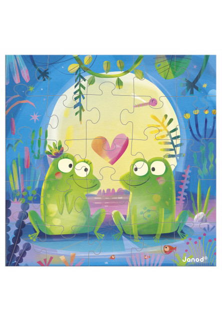 Blahoželanie k narodeninám s puzzle Láska v rybníku