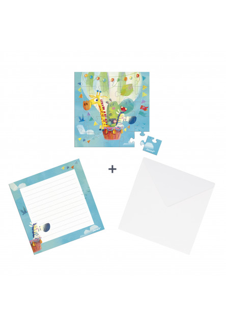 Blahoželanie k narodeninám s puzzle Let balónom