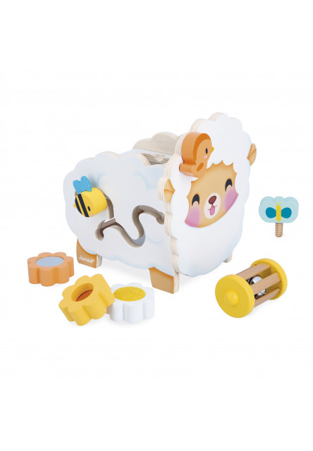 Farma Drevená motorická hračka Ovečka s mnohými aktivitami