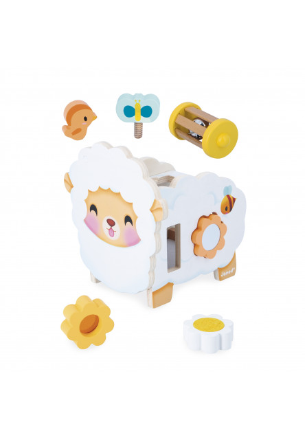Farma Drevená motorická hračka Ovečka s mnohými aktivitami