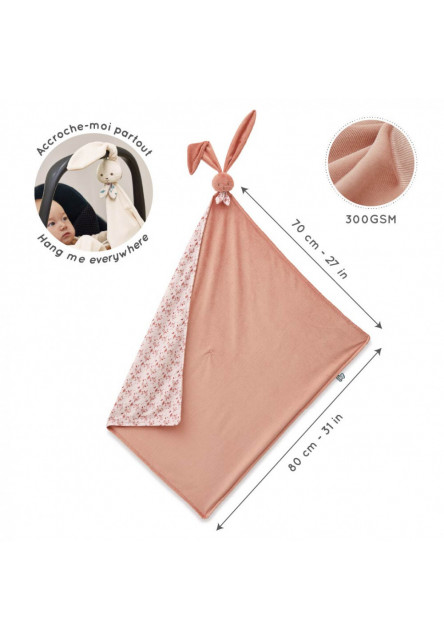 Lapinoo Jemná deka s možnosťou upevnenia k autosedačke terracotta