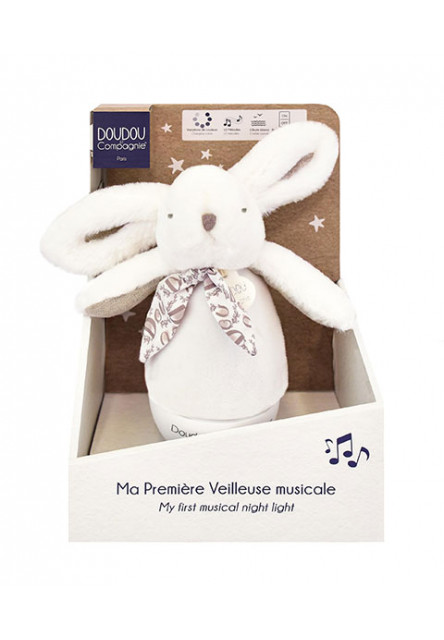 DouDou et Compagnie Hudební noční světlo Zajíček bílý