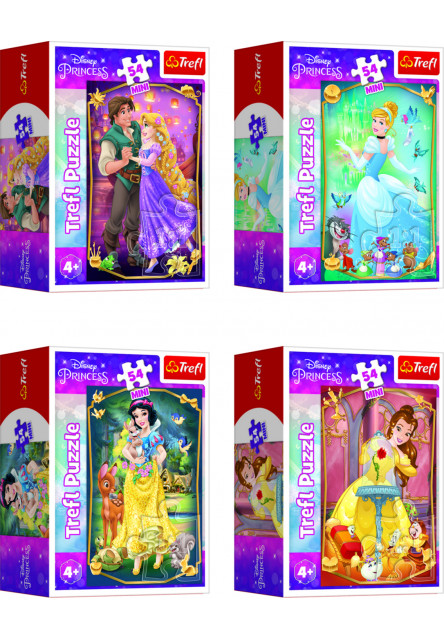 Trefl Mini puzzle 54 dielikov Krásne princezné/Disney Princess 4 druhy