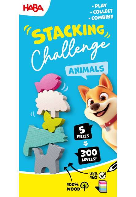 Dynamická zábavná hra Stacking Challenge Zvieratá 5 figúrok 300 zadaní