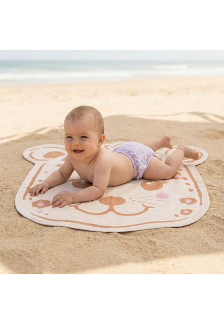 Tvarovaná plážová osuška Beige Leopard 140 cm