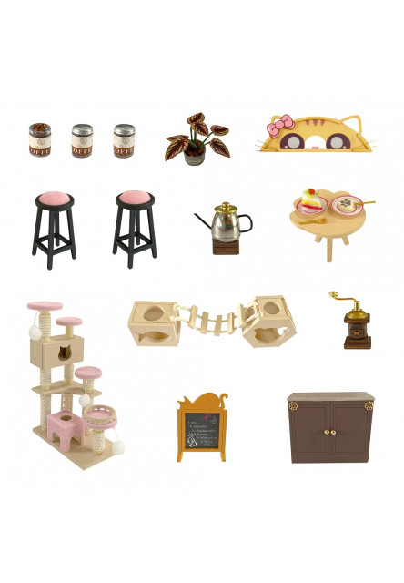 miniatúra domčeka Mačacia kaviareň so záhradkou