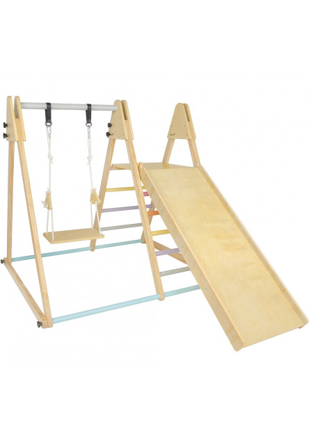 Drevená hracia zostava so šmýkačkou