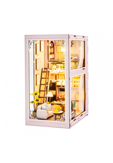 3D skladačka Zarážka na knihy Miniatúra domčeka Ružový mezonet