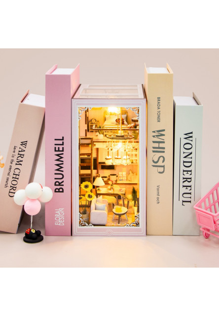 3D skladačka Zarážka na knihy Miniatúra domčeka Ružový mezonet