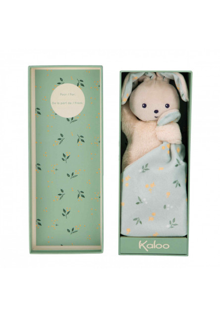 Carre Douceur Plyšová hračka s látkovým mojkáčikom Zajačik mint