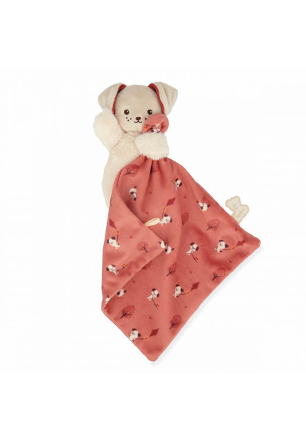 Carre Douceur Plyšová hračka s látkovým mojkáčikom Psík červená