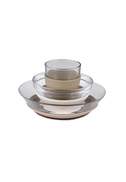 Jídelní sada skleněná s přísavkami Cotton Candy