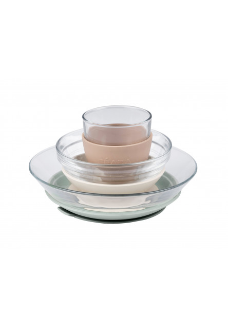 Jídelní sada skleněná s přísavkami Natural