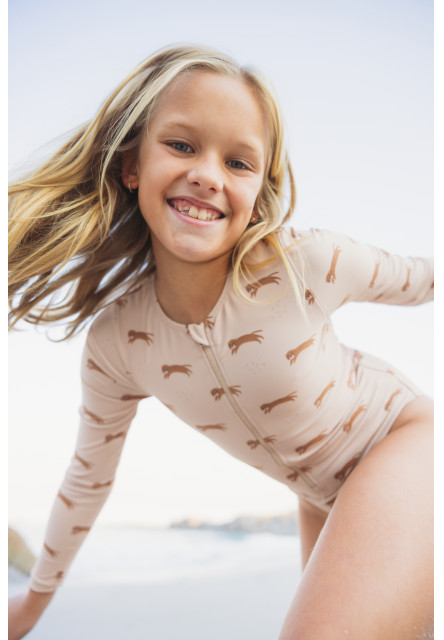Plavky s dlouhým rukávem s UPF 50+ Brown Leopard