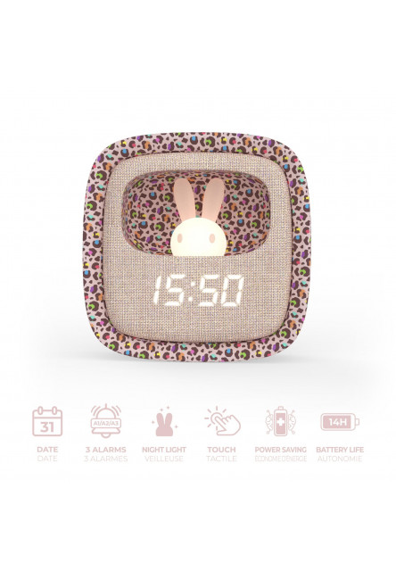 Budík a nočné svetlo MOB Billy Clock And Light - Rainbow Leopard