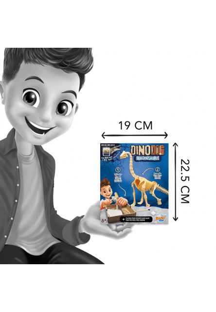 Dinodig vykopávka a kostra Brachiosaurus