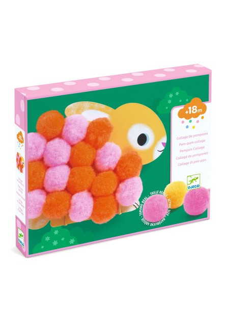 Koláže z bambulek Puntíkovaná zvířátka