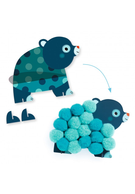 Koláže z bambulek Puntíkovaná zvířátka