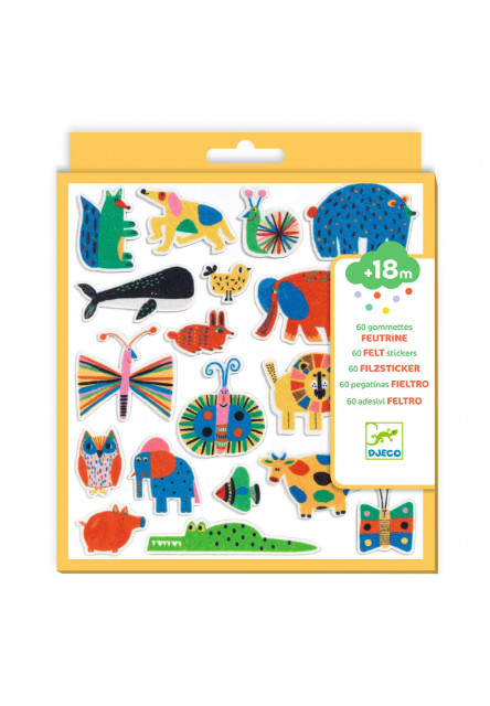 Plstěné samolepky Zvířátka 60 ks