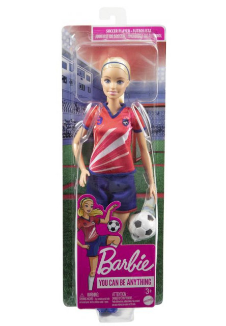 Barbie futbalová bábika  - BARBIE V ČERVENOM DRESE