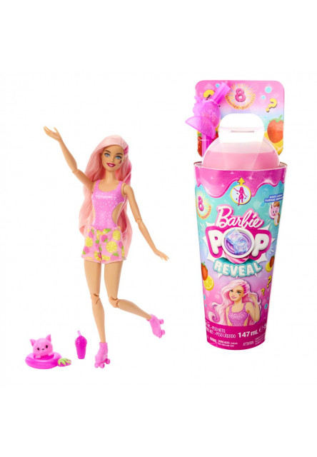 Barbie POP REVEAL Barbie šťavnaté ovocie - JAHODOVÁ LIMONÁDA