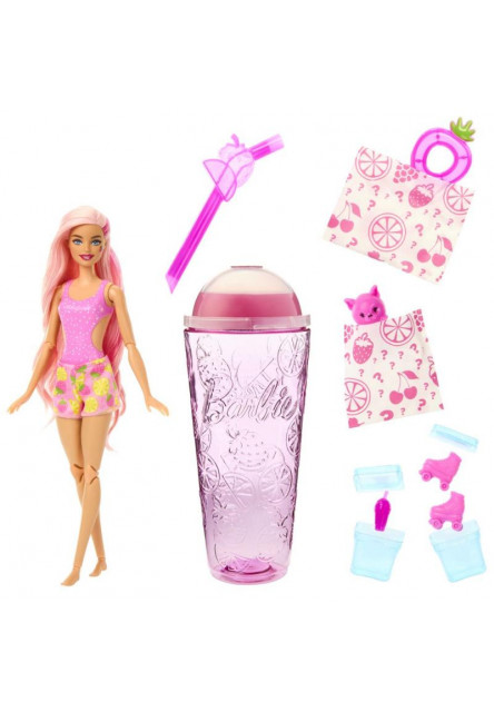 Barbie POP REVEAL Barbie šťavnaté ovocie - JAHODOVÁ LIMONÁDA