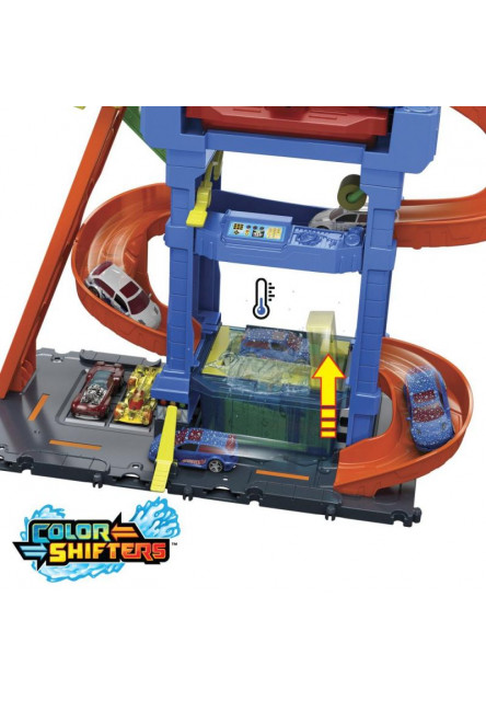 Hot Wheels City color shifters autoumyváreň s otočným tunelom  