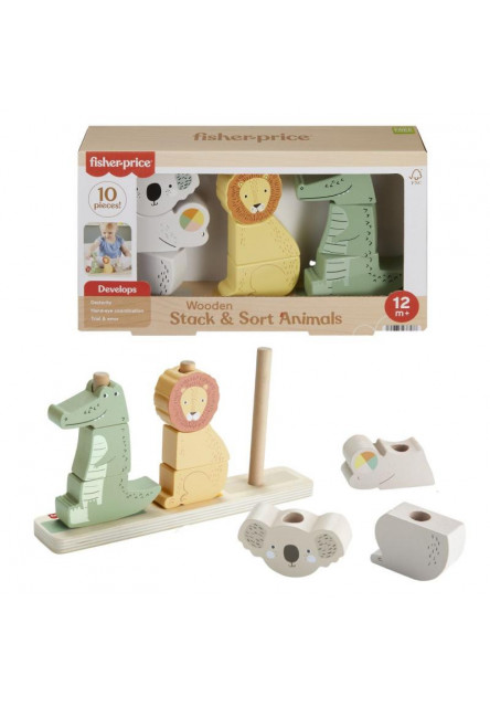 Fisher Price DREVENÁ SKLADAČKA ZVIERATKÁ