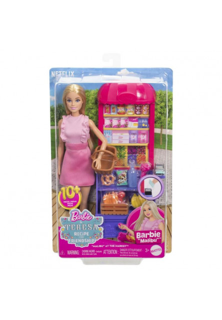 Barbie bábika Malibu nakupuje herný set 