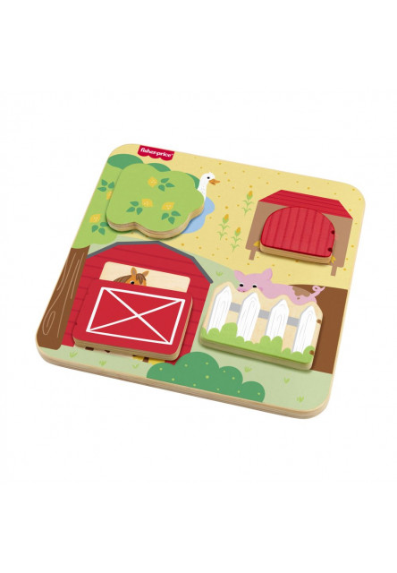 Fisher Price drevená hra na schovávačku zvieratka 