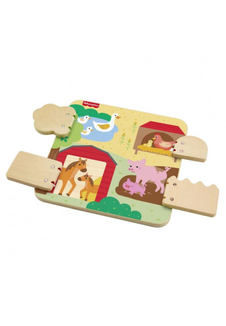 Fisher Price drevená hra na schovávačku zvieratka 