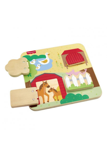 Fisher Price drevená hra na schovávačku zvieratka 