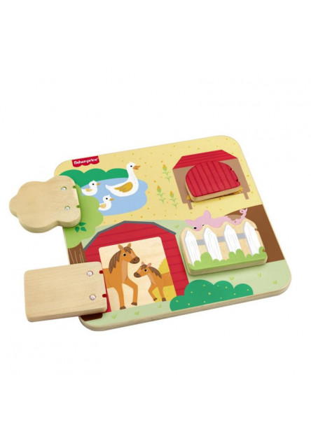 Fisher Price drevená hra na schovávačku zvieratka 