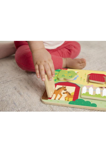 Fisher Price drevená hra na schovávačku zvieratka 