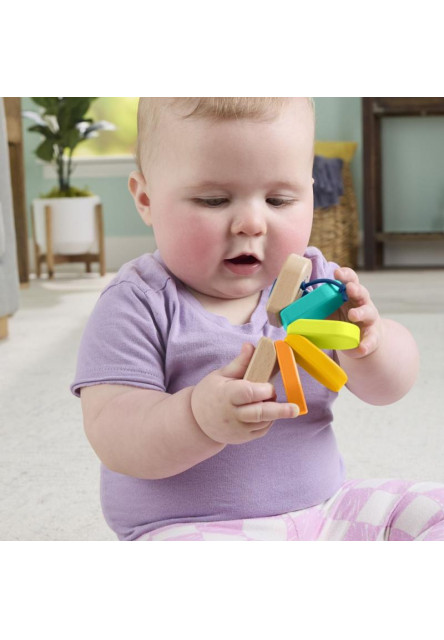 Fisher Price drevená klapajúca stonožka 