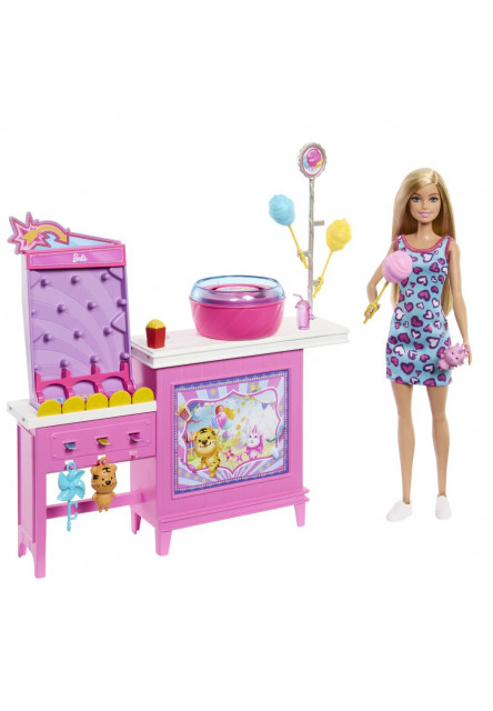 Barbie bábika a stánok s cukrovou vatou herný set