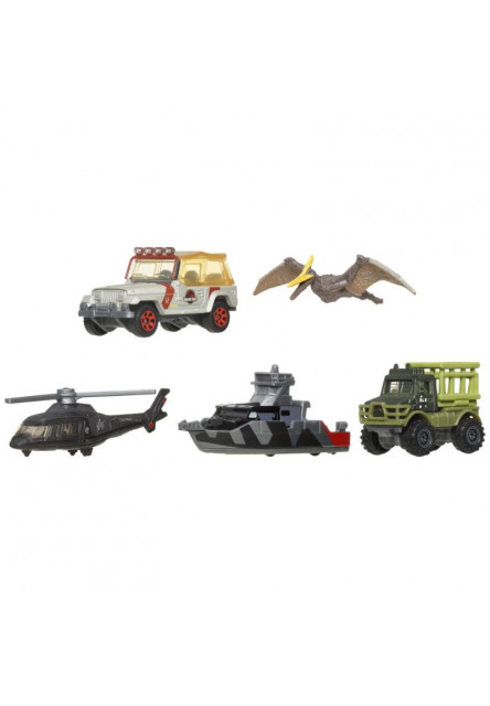 Matchbox Jurský svět 4ks angličák a dinosaurus asst 