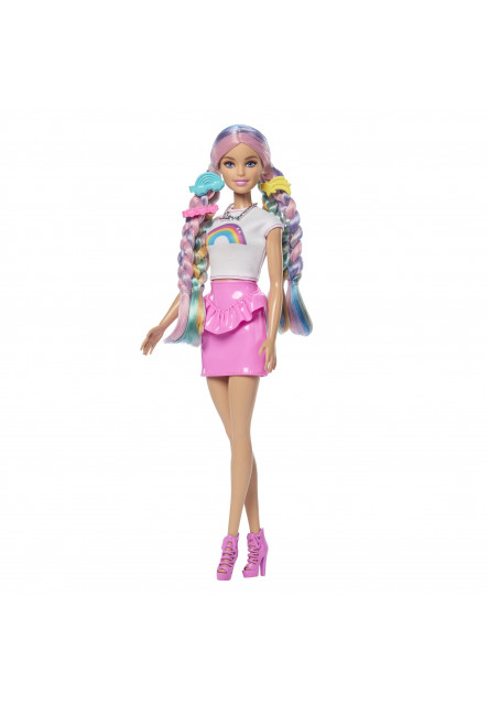 Barbie bábika dúhové vlasy s trblietavým stylingom