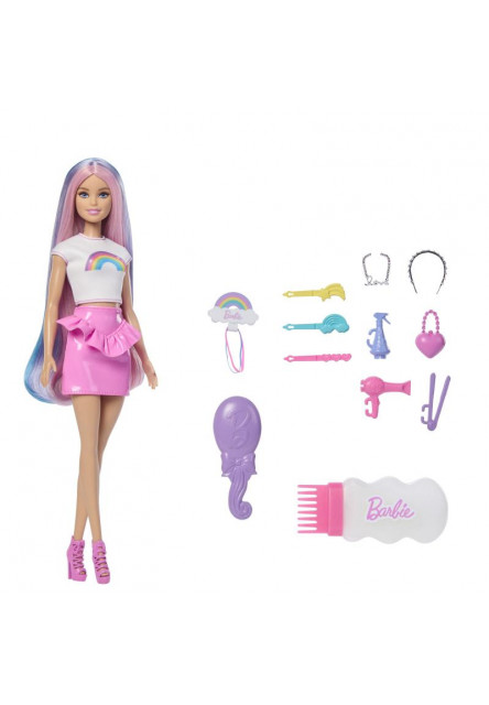 Barbie bábika dúhové vlasy s trblietavým stylingom