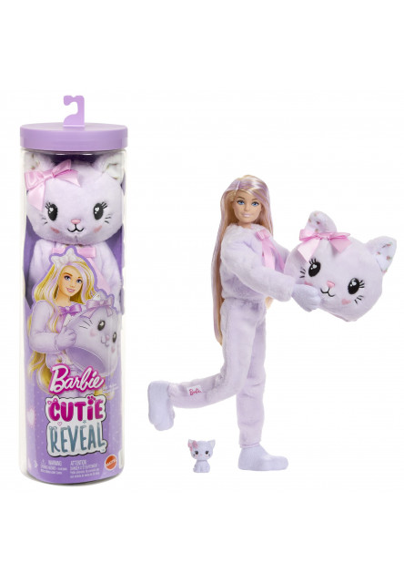 Barbie CUTIE REVEAL Barbie sladké mašle - fialové mačiatko