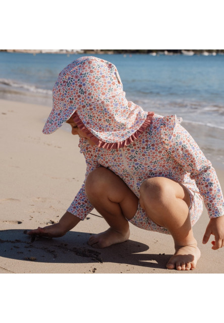 Plážová šiltovka s ochranou krku Dreamy Flowerfield veľ. 1