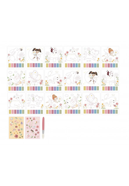 Omalovánky s vodovkami a samolepkami Rosa Fairy Garden